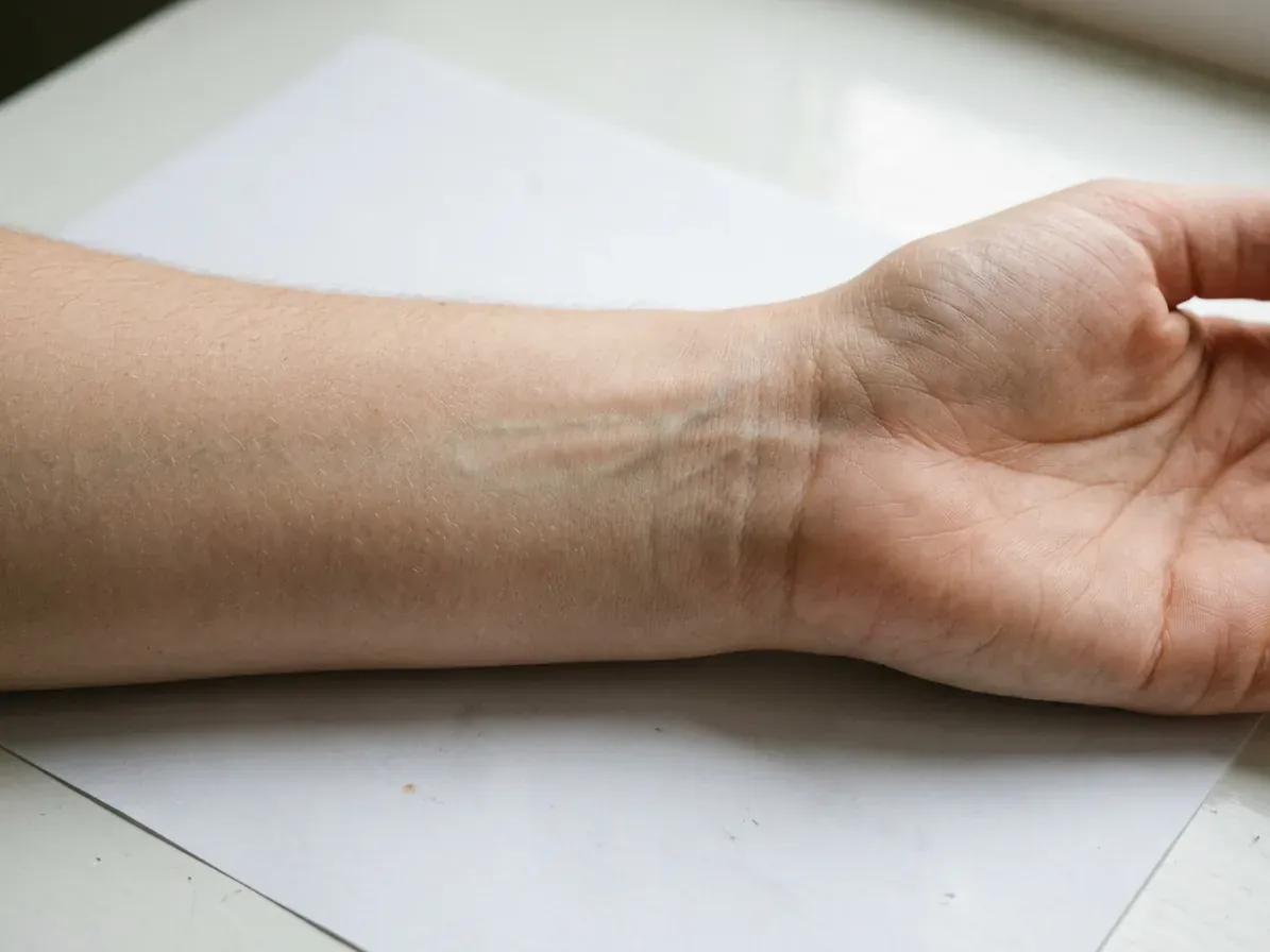 Inner wrist in daylight for the vein color undertone test